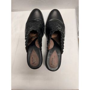 Clarks‎ Artisan Shoes Womens 9M Western Style Slip On Mules Black Leather
